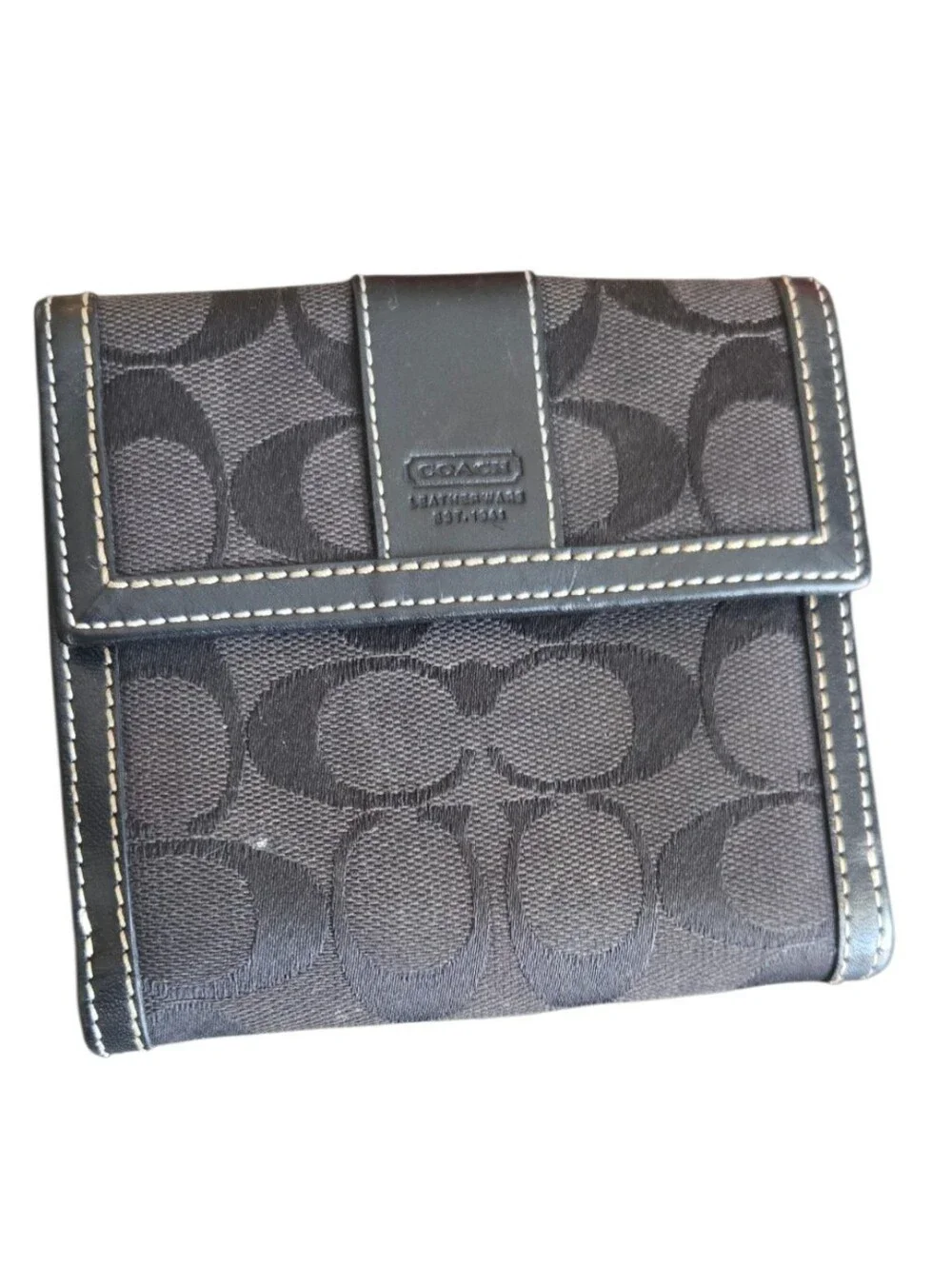 Coach Leatherware Signature Canvas Bifold Wallet Black Smoke Men Women